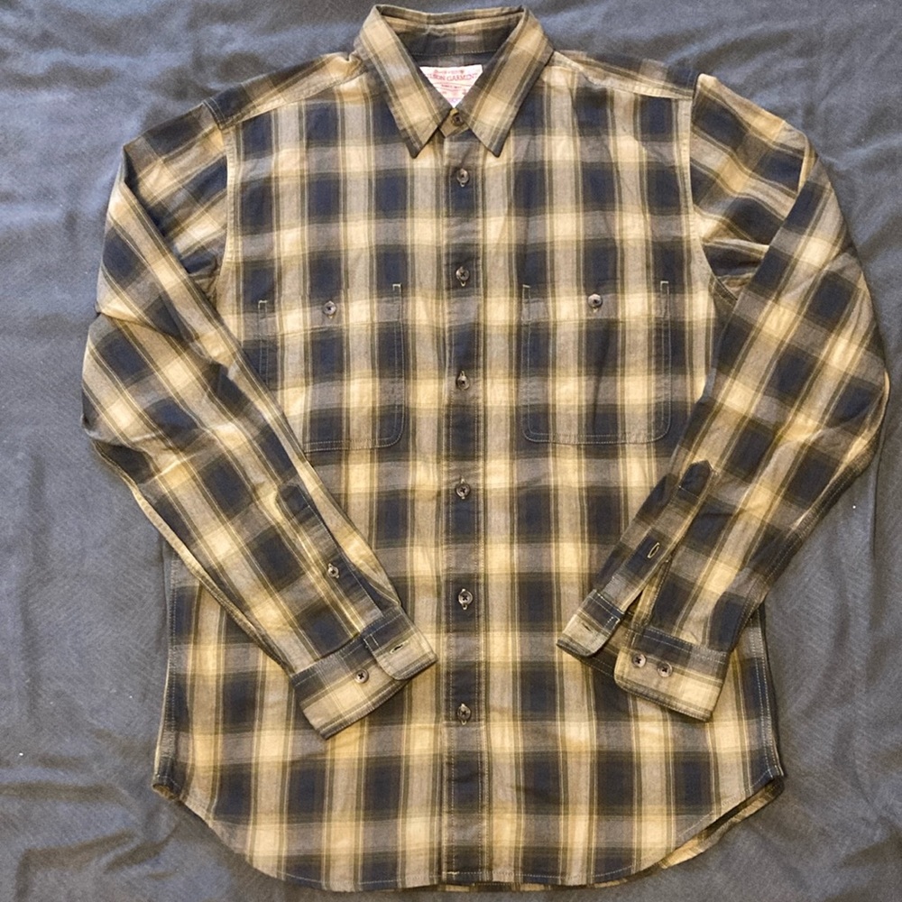 Filson tan plaid mid weight shirt